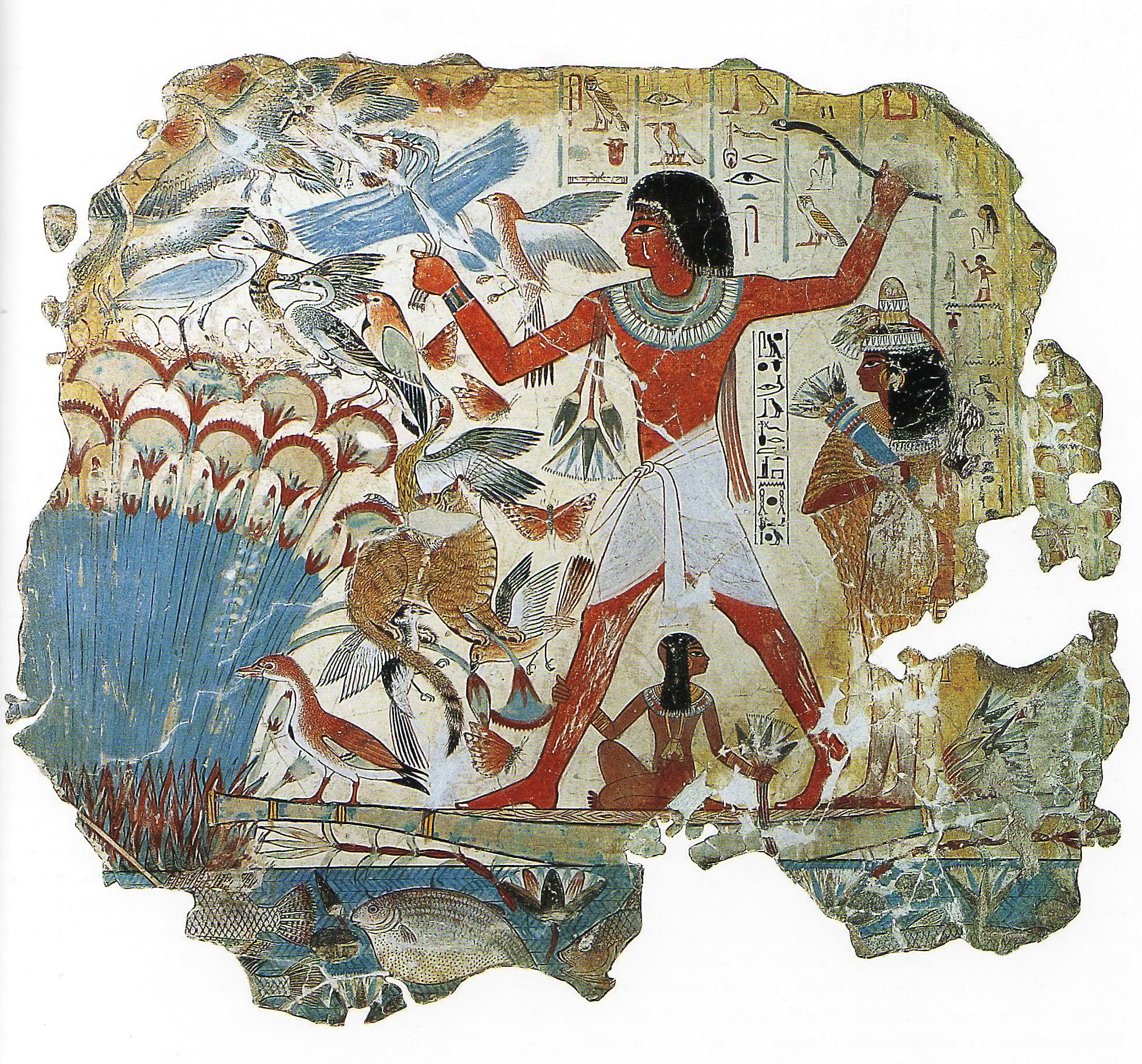 Nebamun hunting in the marshes fresco